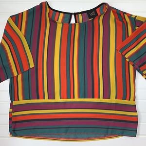 Anthropologie W5 fall colors striped blouse L